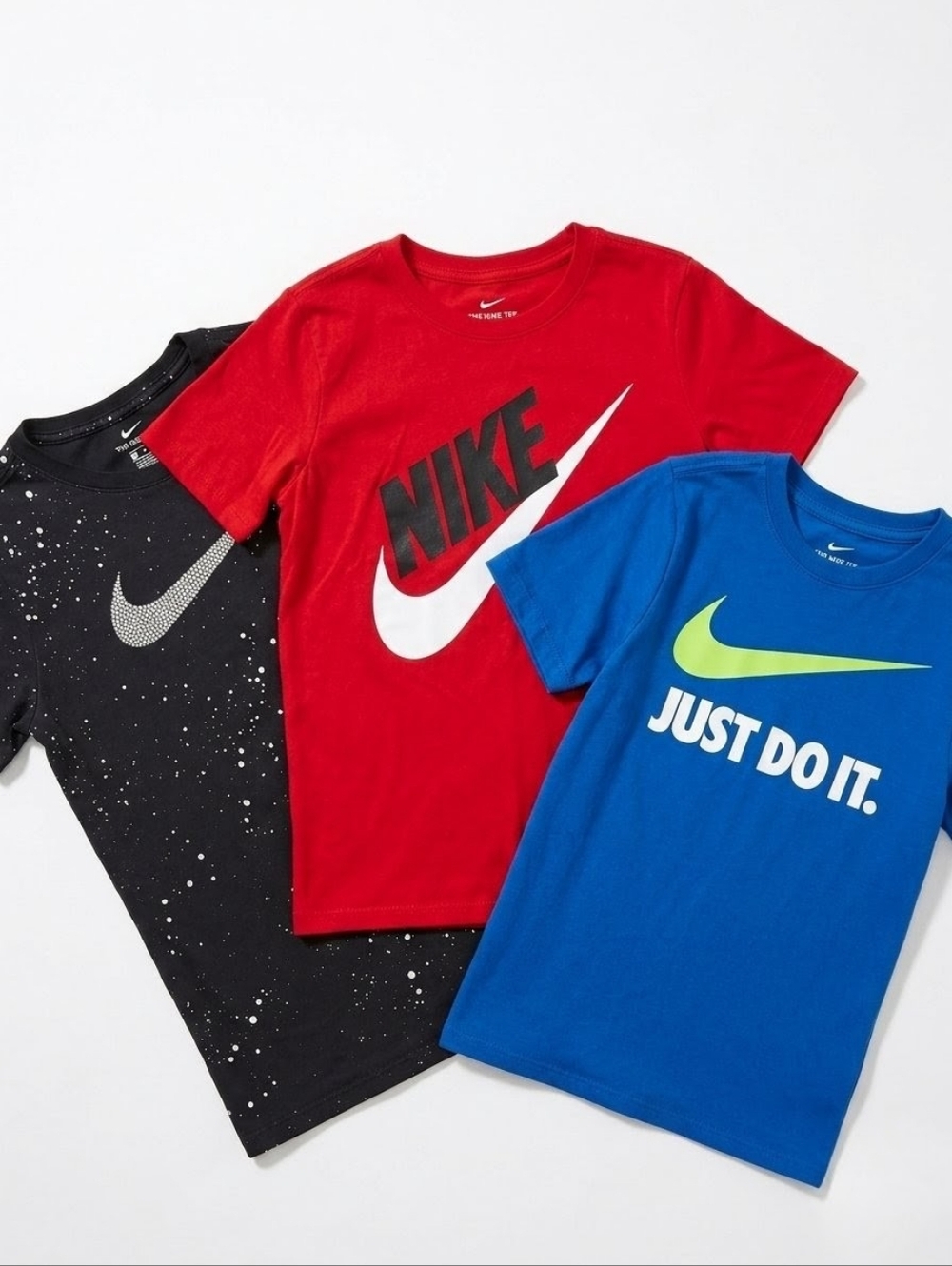 Nike Boys Bundle 3 Pack XL T-Shirts Dri-Fit Black Red Blue Graphic Tees